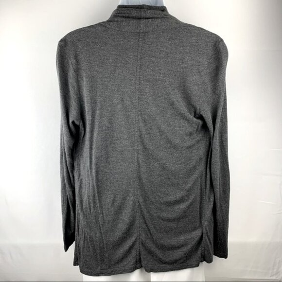 Ann Taylor Grey Open Front Drape Shawl Neck Sweater Cardigan - Picture 11 of 13
